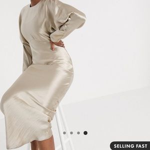 ASOS DESIGN batwing bias cut maxi dress in oyster